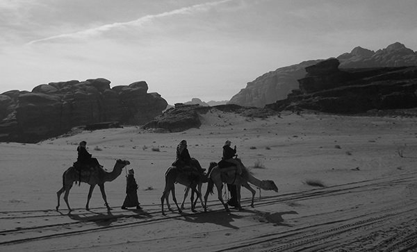 Lenscapes #29 by Jeremy Chin - Camel Riders, Desert in Wadi Rum, Jordan