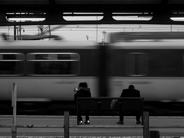 Life In Mono #31 by Jeremy Chin - Waiting at the Tube Station, London