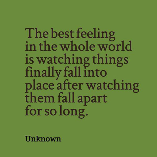 Favorite Things #36: The best feeling in the whole world is watching things finally fall into place after watching them fall apart for so long.