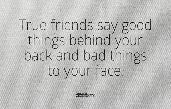 Friendship #14: True friends say good things behind your back and bad things to your face.