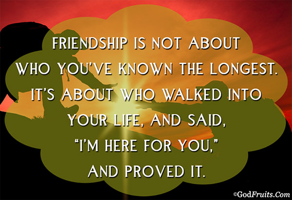 Friendship #30: Friendship is not about who you've known the longest. It's about who walked into your life and said, 