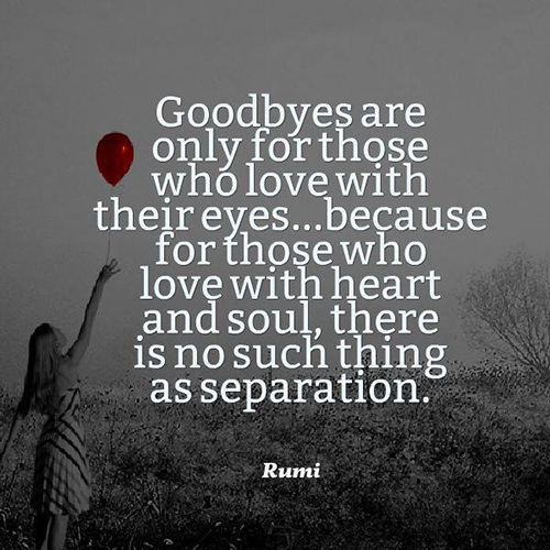 Friendship #42: Goodbyes are only for those who love with their eyes, because for those who love with heart and soul, there is no such thing as separation.