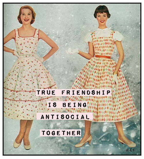 Friendship #48: True friendship is being antisocial together.