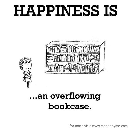 Happiness #43: Happiness is an overflowing bookcase.