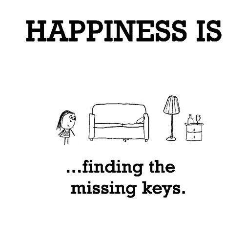 Happiness #115: Happiness is finding the missing keys.