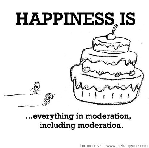 Happiness #249: Happiness is everything in moderation, including moderation.