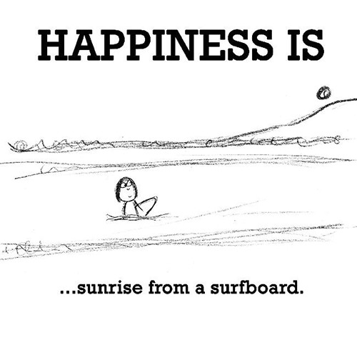 Happiness #319: Happiness is sunrise from a surfboard.