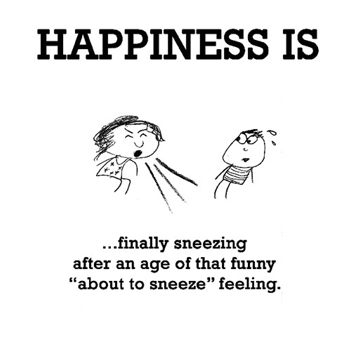 Happiness #328: Happiness is finally sneezing after an age of that funny 