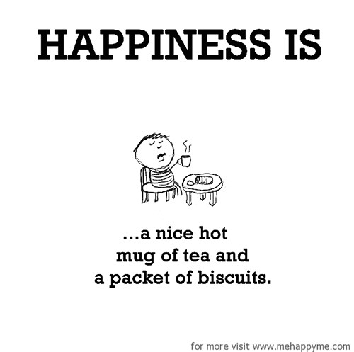 Happiness #334: Happiness is a nice hot mug of tea and a packet of biscuits.