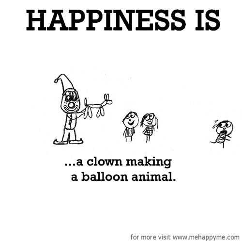 Happiness #464: Happiness is a clown making a balloon animal.