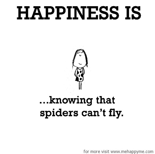 Happiness #492: Happiness is knowing that spiders can't fly.