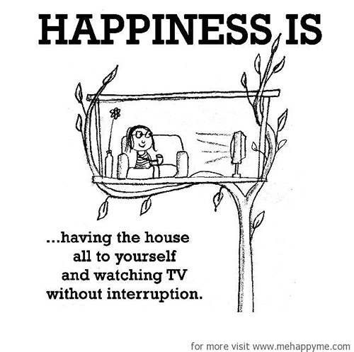Happiness #551: Happiness is having the house all to yourself and watching TV without interruption.