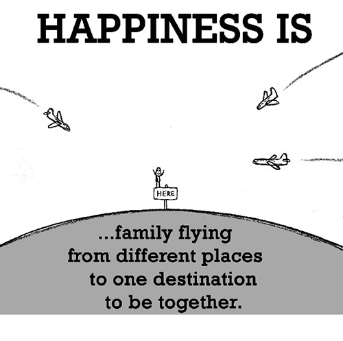 Happiness #621: Happiness is family flying from different places to one destination to be together.