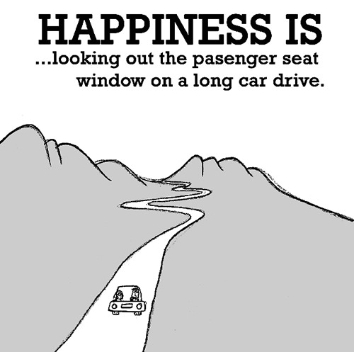 Happiness #623: Happiness is looking out the passenger seat window on a long car drive.