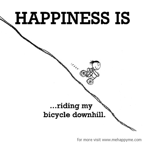 Happiness #653: Happiness is riding my bicycle downhill.