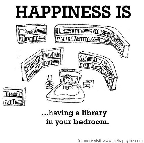 Happiness #671: Happiness is having a library in your bedroom.