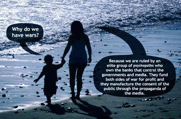 Hard Truths #16: Why do we have wars? Because we are ruled by an elite group of psychopaths who own the banks that control the governments and media. They fund both sides of war for profit and they manufacture the consent of the public through the propaganda of the media.