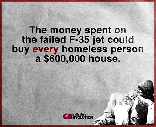 Hard Truths #86: The money spent on the failed F-35 jet could buy every homeless person a $600,000 house.
