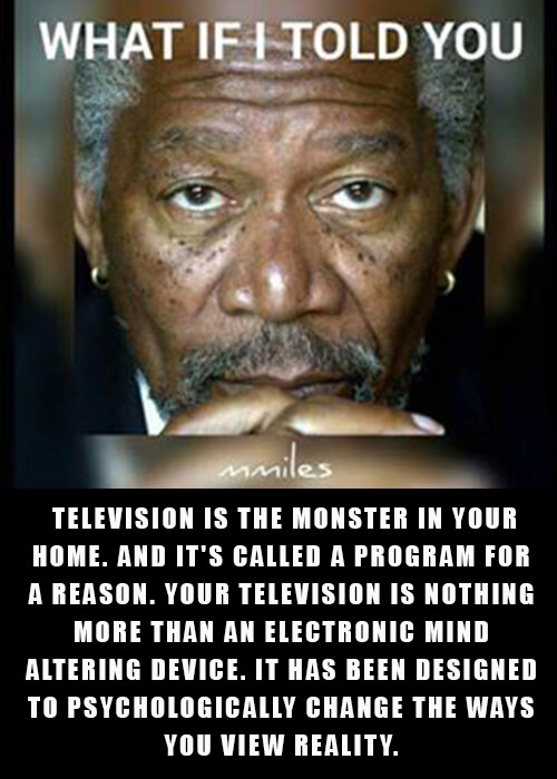 Hard Truths #127: What if I told you, television is the monster in your home. And it's called a program for a reason. Your television is nothing more than an electronic mind altering device. It has been designed to psychologically change the ways you view reality.