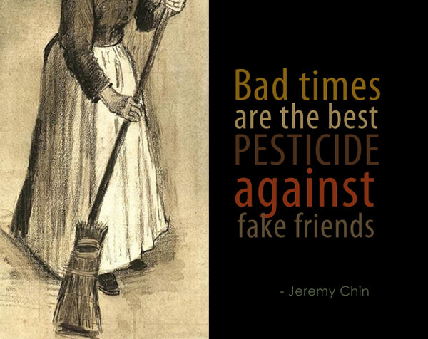 Jeremy Chin #136: Bad times are the best pesticide against fake friends.