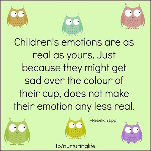 Parenting #8: Children's emotions are as real as yours. Just because they might get sad over the colour of their cup, does not make their emotion any less real.