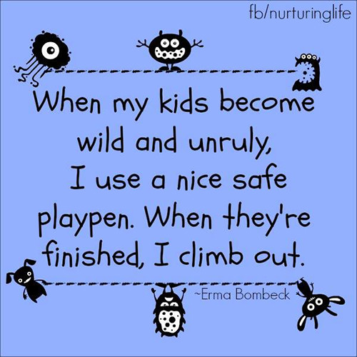 Parenting #37: When my kids become wild and unruly, I use a nice safe playpen. When they're finished, I climb out.