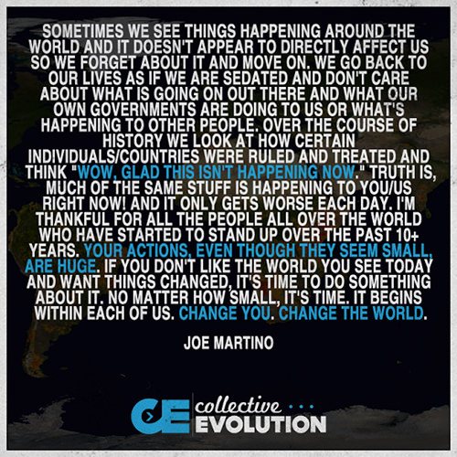 Save Our Planet #35: Sometimes we see things happening around the world and it doesn't appear to directly affect us, so we forget about it and move on. We go back to our lives as if we are sedated and don't care about what is going on out there and what our own government are doing to us or what's happening to other people. Over the course of history we look at how certain individuals/countries were rules and treated and think, 