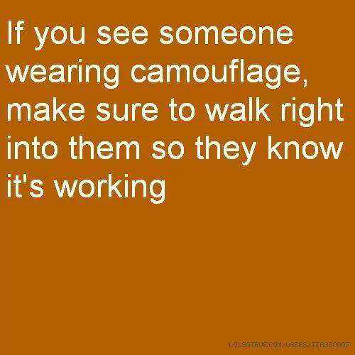 Tickled #287: If you see someone wearing camouflage, make sure to walk right into them so they know it's working.