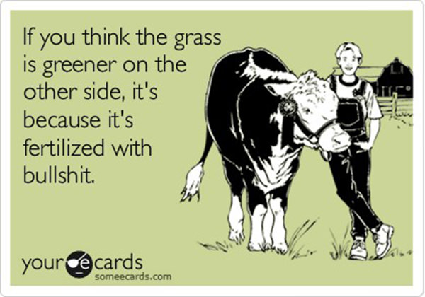 Tickled #303: If you think the grass is greener on the other side, it's because it's fertilized with bullshit.