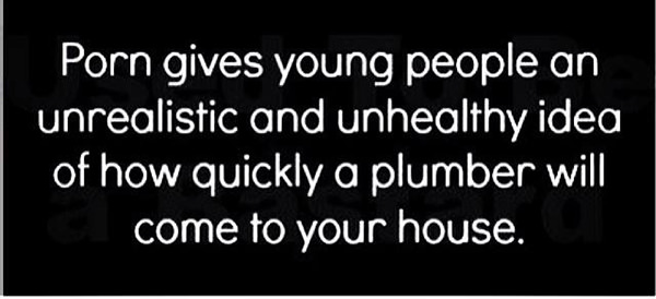 Tickled #509: Porn gives young people an unrealistic and unhealthy idea of how quickly a plumber will come to your house.