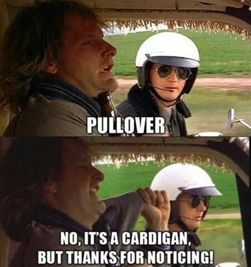 Tickled #582: Pullover. No, it's a cardigan, but thanks for noticing.