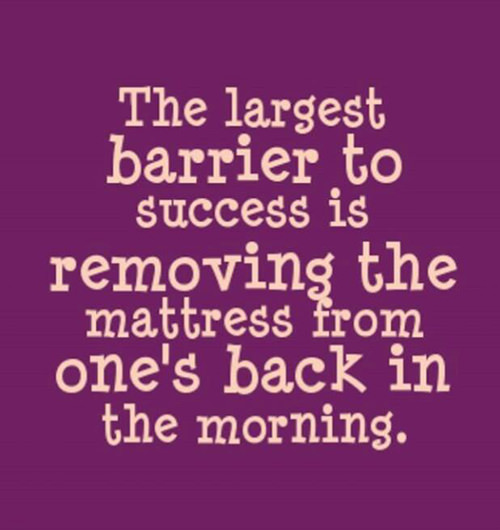 Tickled #623: The largest barrier to success is removing the mattress from one's back in the morning.