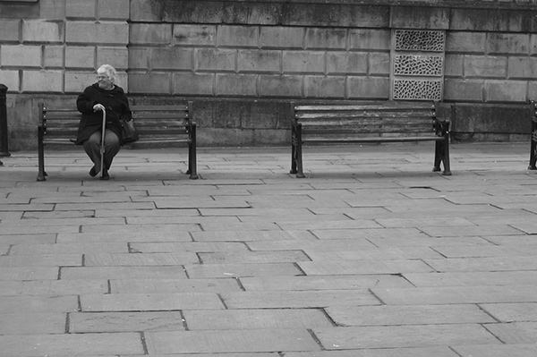 Quiet Times #30 by Jeremy Chin - Old Lady on a Bench, Venice, Italy